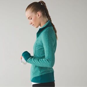 Lululemon Runderful 1/2 Zip Mini Check Pique Hunter Grn Heathered Hunter Grn